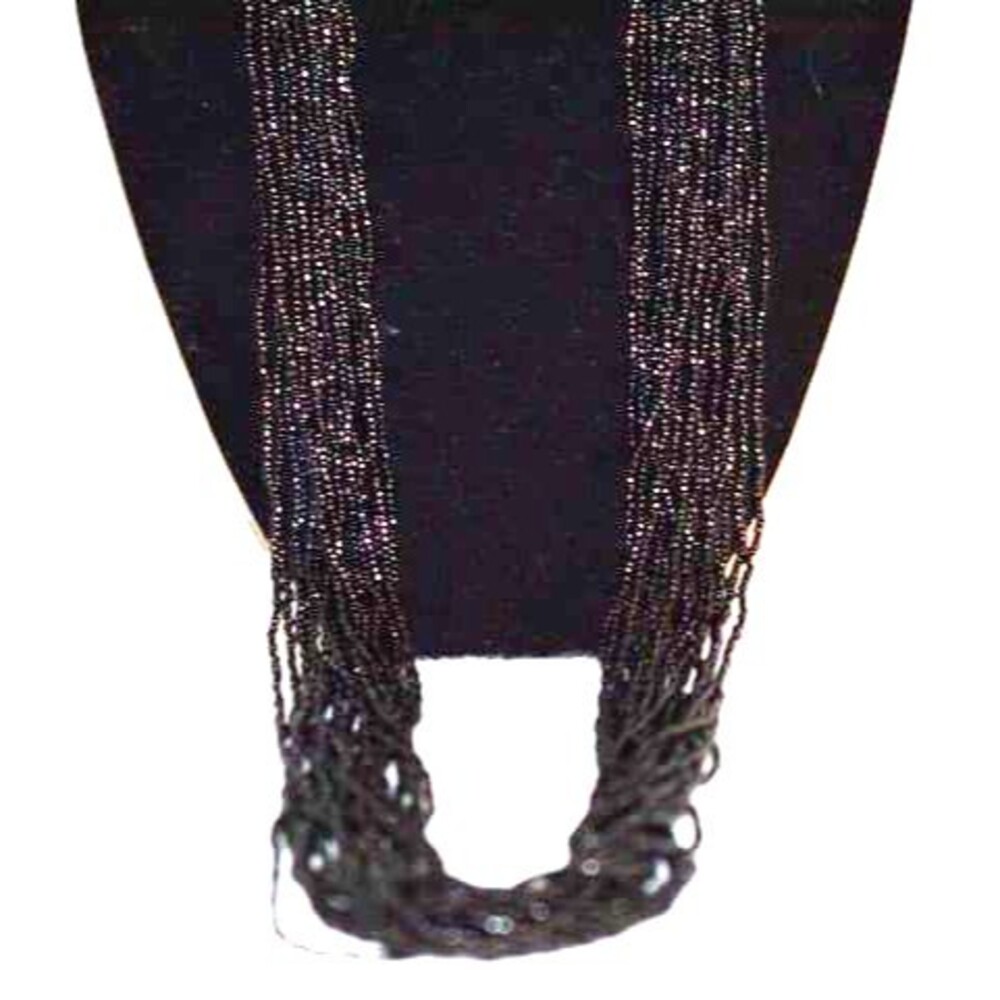 20 Strand Black Boho Beaded 36 Inch Statement Cloth Strap Necklace